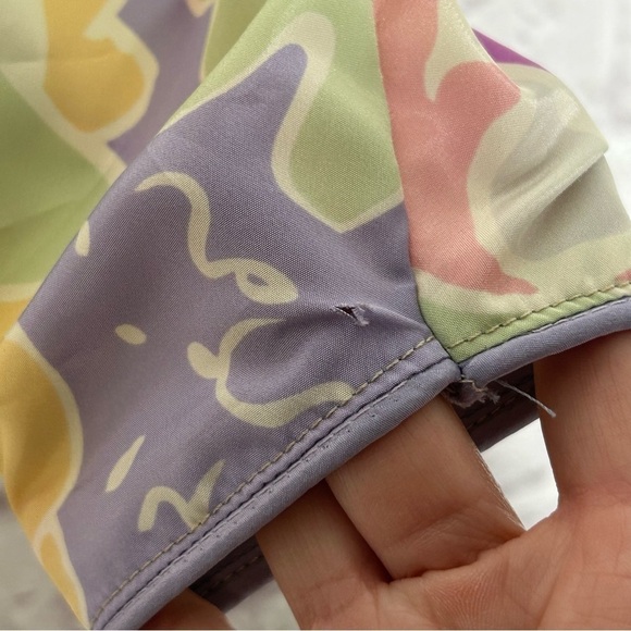 Vintage Oscar De La Renta Satin Pastel Floral Print Maxi Dress - Picture 8 of 13